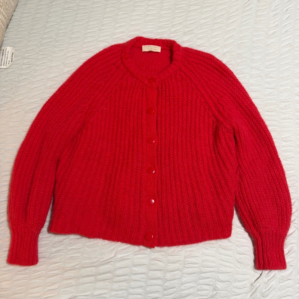 Sezane Emile Red Cardigan Sweater small